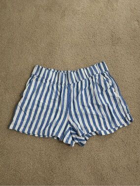 Sonoma Blue and White Striped Casual Elastic-Waist Shorts